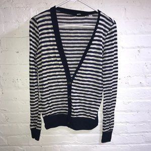BDG Cardigan in Teal/White Stripe